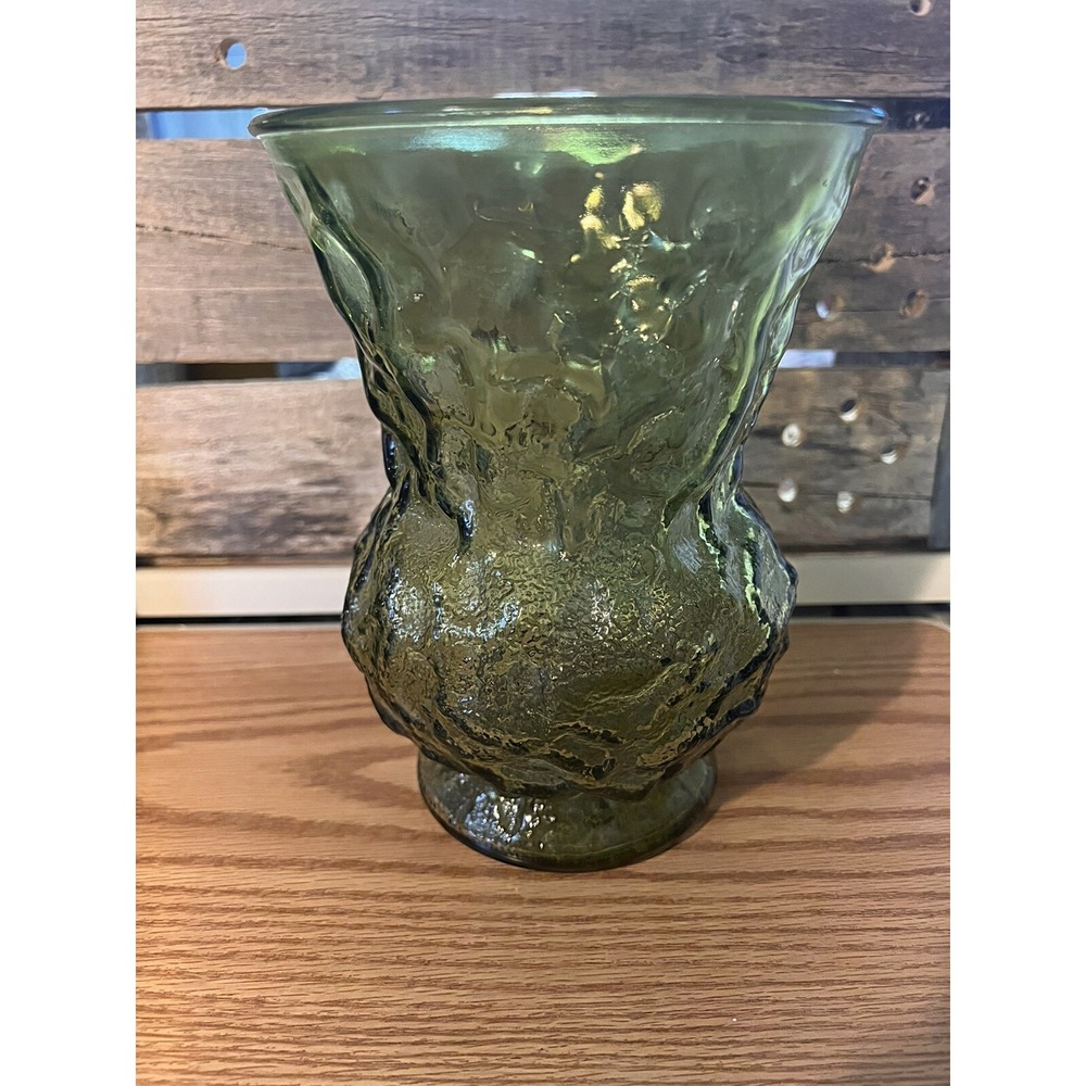 Vtg EO Brody Green Crinkle 8" Shower Flower Urn Vase Bridal Decor MCM